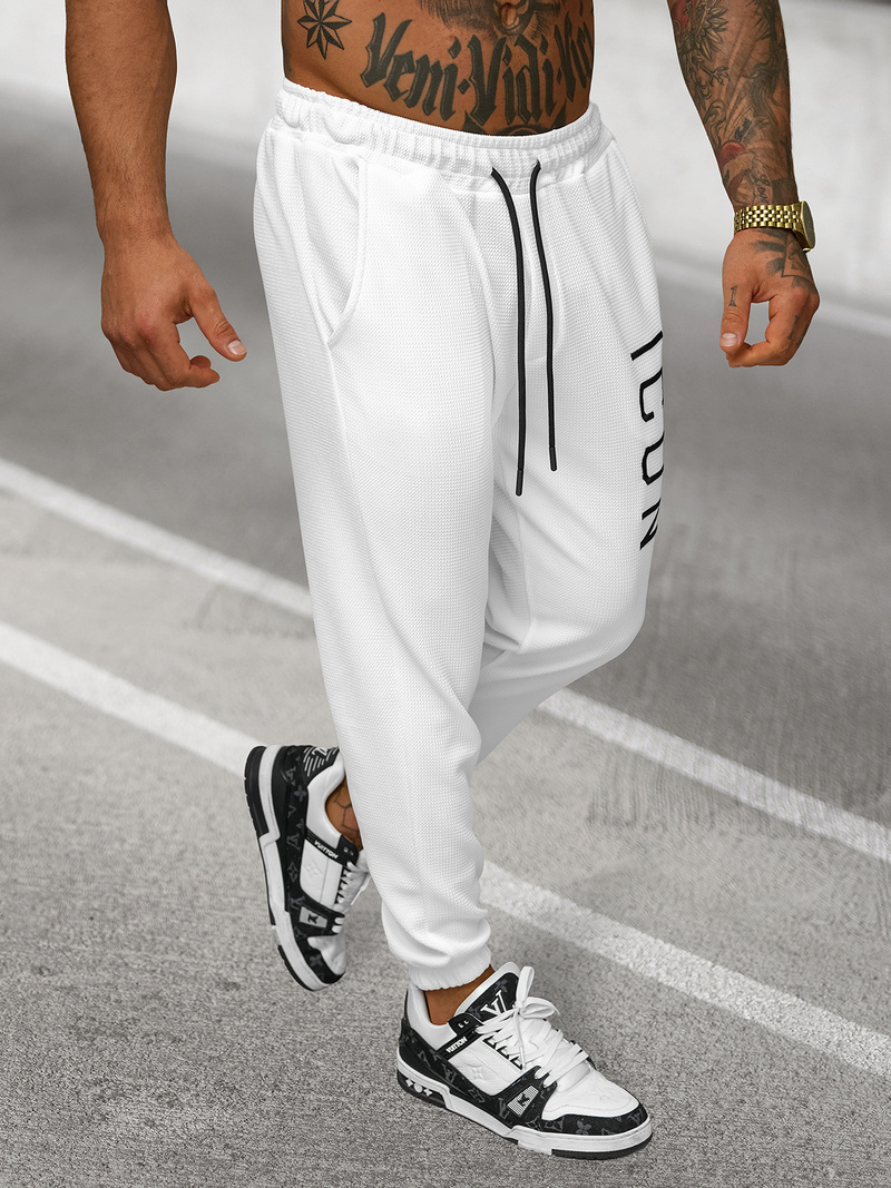Pantalón de chándal de hombre blancos OZONEE O/D9125Z