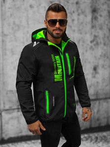 Chaqueta softshell de hombre negra-verde OZONEE JS/HH026/1AZ