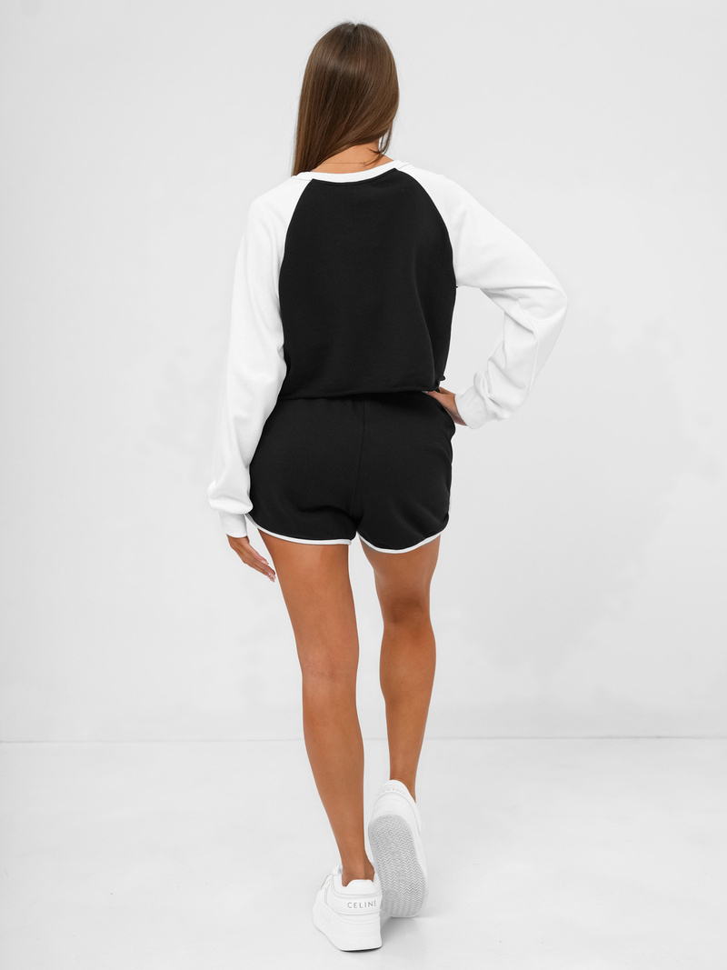 Conjunto de chándal de dos piezas negro-blanco OZONEE JS/M58631AB