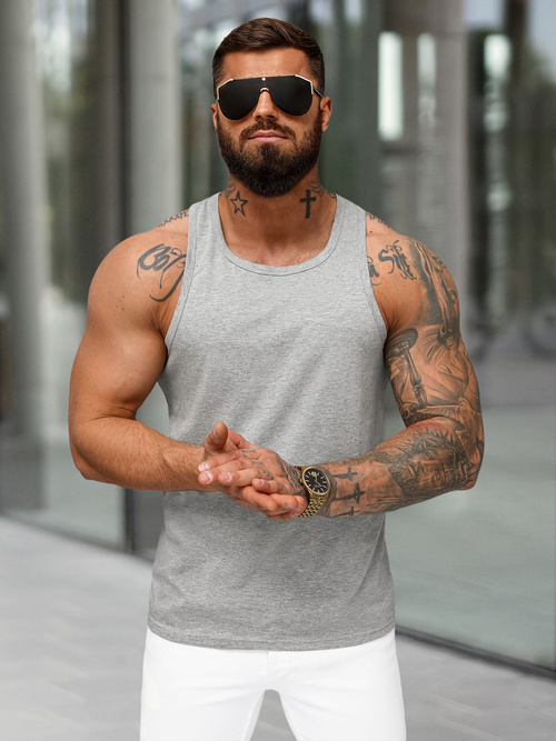 Camiseta sin mangas de hombre gris OZONEE JS/99002Z