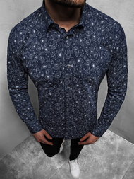 Camisa de hombre azul marino OZONEE B/K62Z