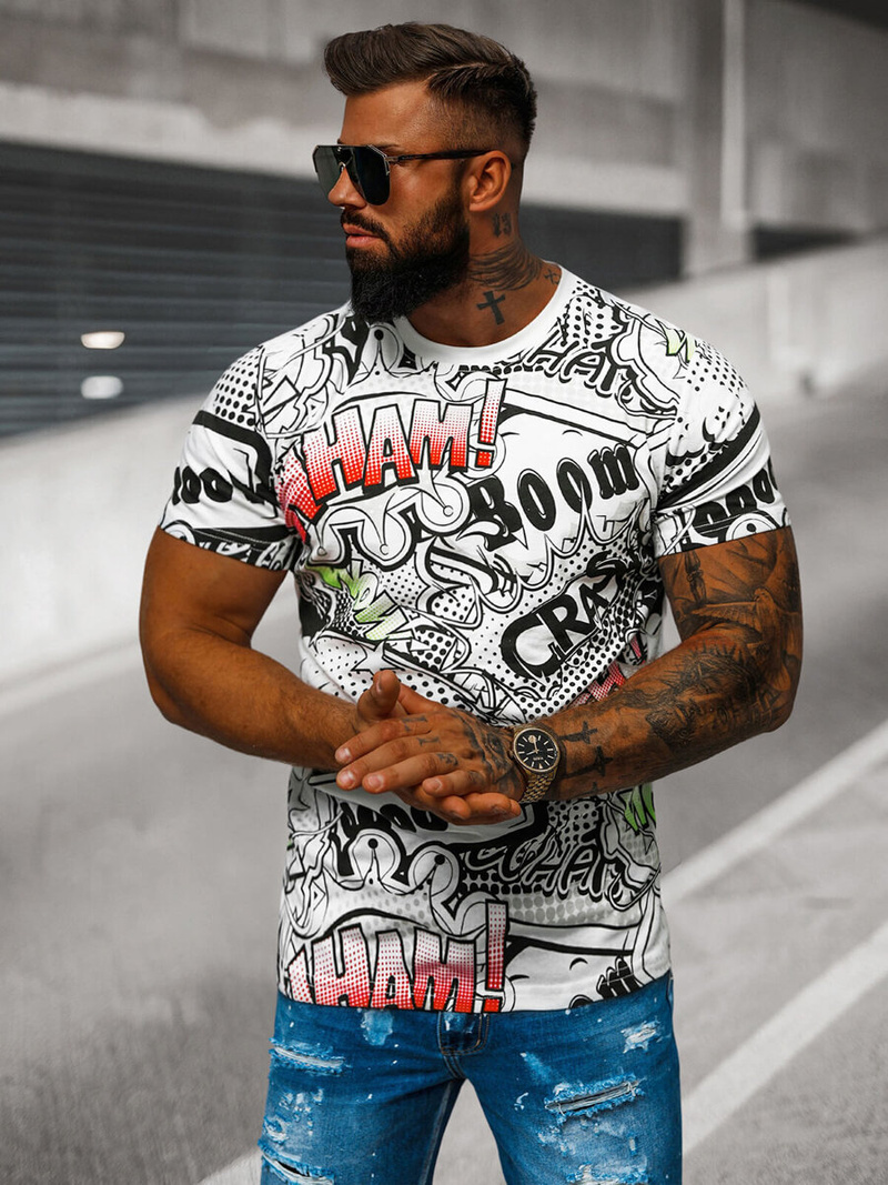 Camiseta de hombre blanco OZONEE O/T137/1