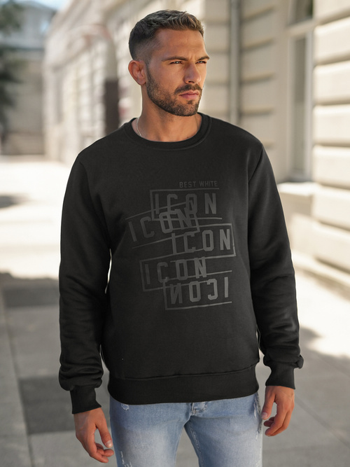 Sudadera de hombre negra OZONEE JS/8B1977/3