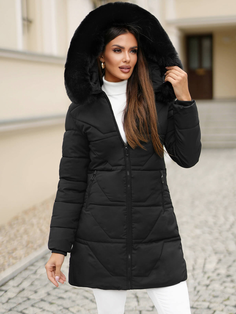 Chaqueta de mujer negra OZONEE JS/16M9099/392Z