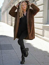 Chaqueta larga de invierno para mujer chocolate OZONEE JS/5M3352/158