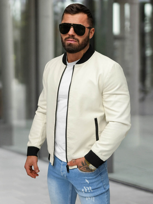 Chaqueta de cuero de hombre crudo OZONEE JS/11Z8107