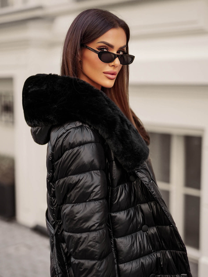 Abrigo de mujer negro OZONEE JS/5M3160/392Z