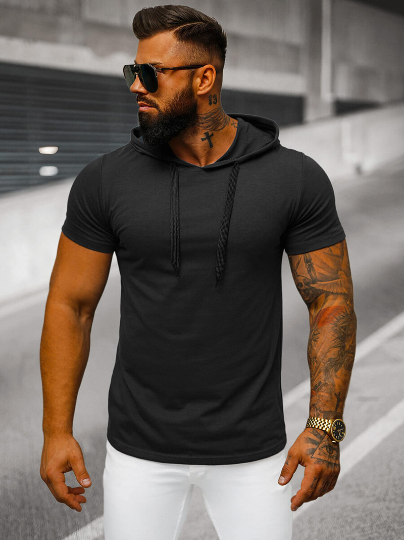 Camiseta de hombre negra OZONEE JS/8T89/3