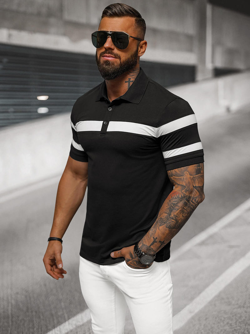 Polo de hombre negro OZONEE NB/MT3108