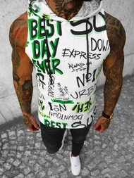 Camiseta sin mangas de hombre blanco-verde OZONEE O/BL303Z