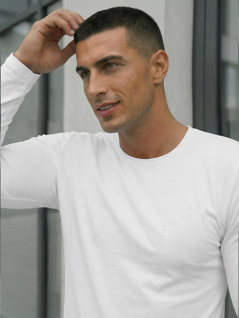 Camiseta de manga larga de hombre blanca OZONEE JS/DB71/2