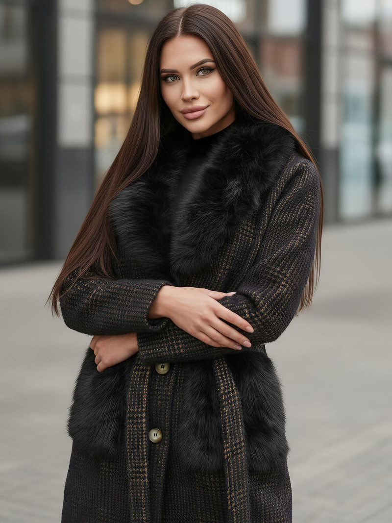 Abrigo de mujer negras OZONEE JS/53M5200/1Z