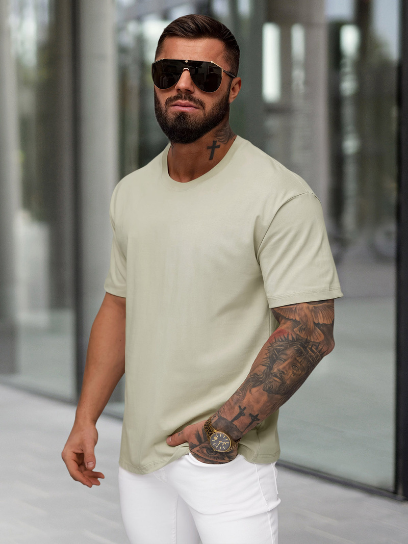Camiseta de hombre beige OZONEE JS/67T1298/2