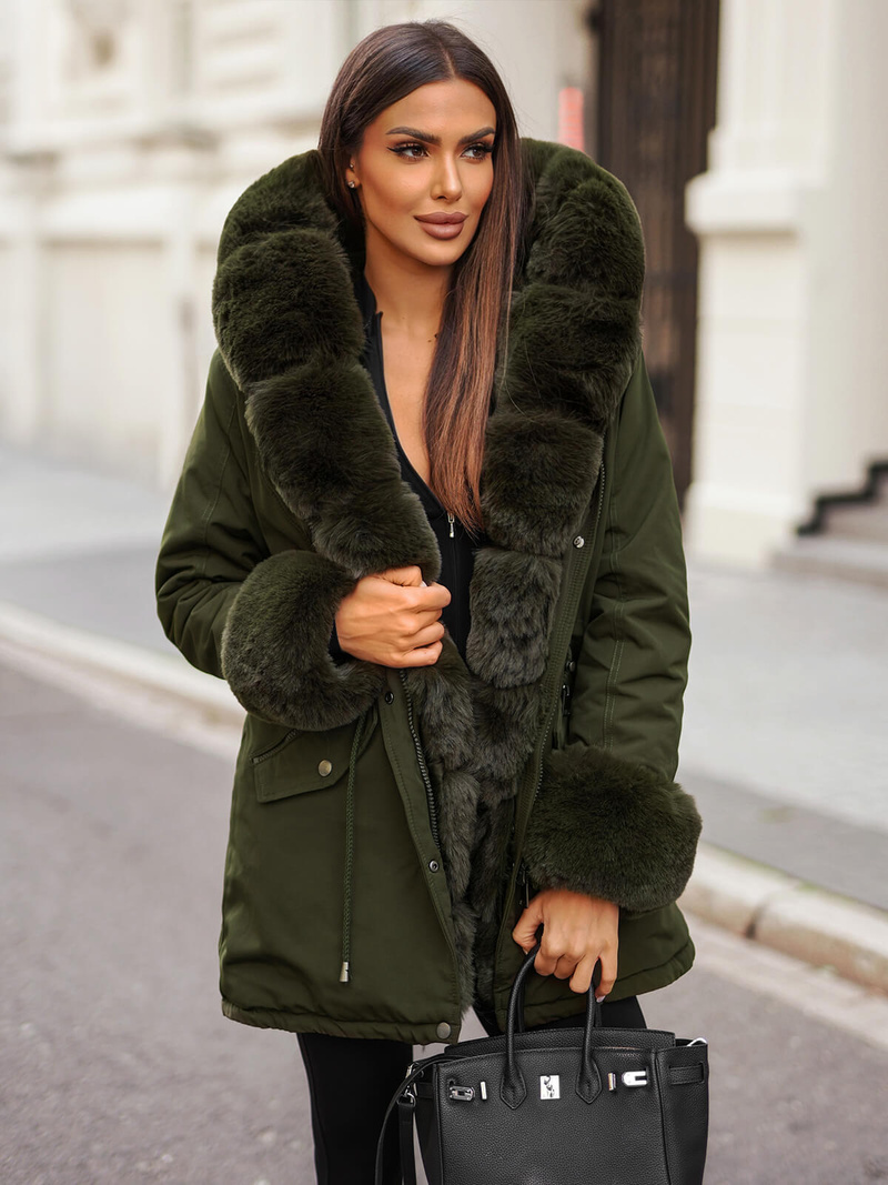 Chaqueta de mujer en verde OZONEE JS/16M9062/136Z