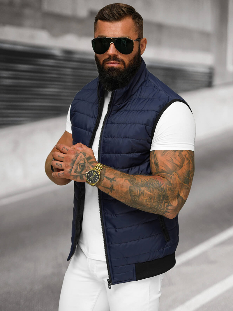 Chaleco de hombre azul marino OZONEE JS/MY77Z