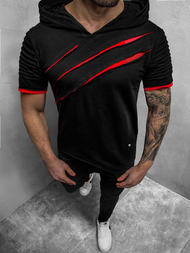 Camiseta de hombre negro-roja OZONEE O/1187XZ