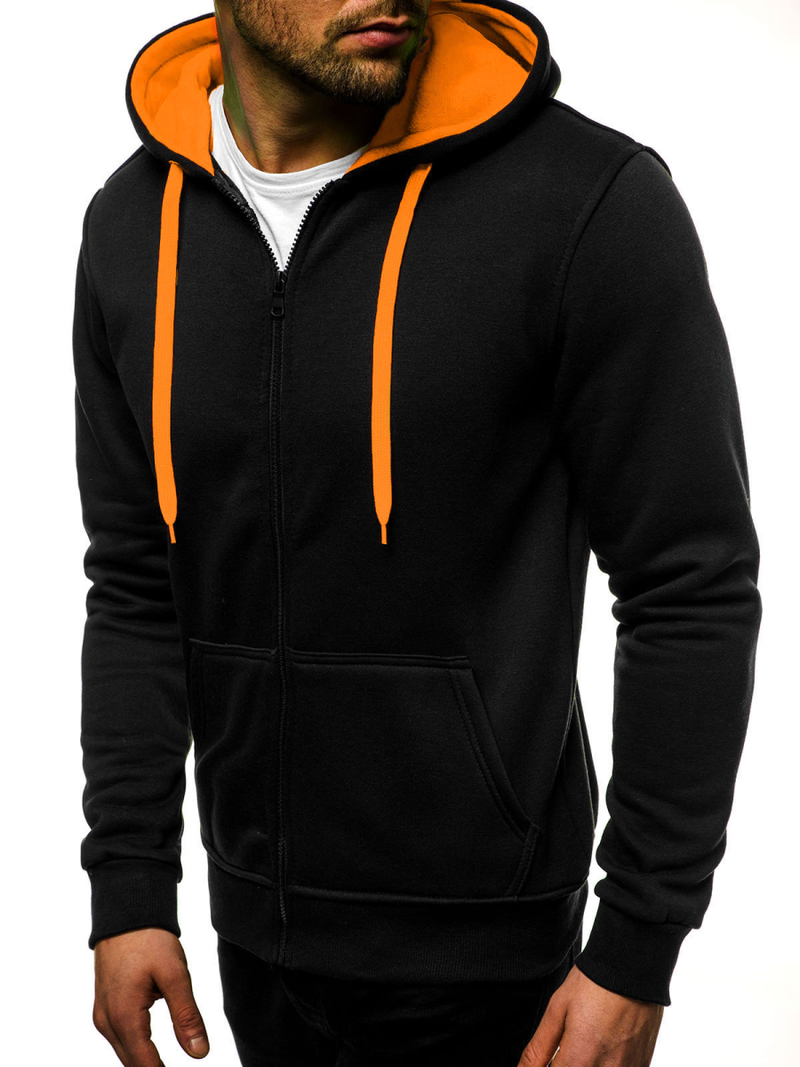 Sudadera de hombre negra-naranja OZONEE JS/2013