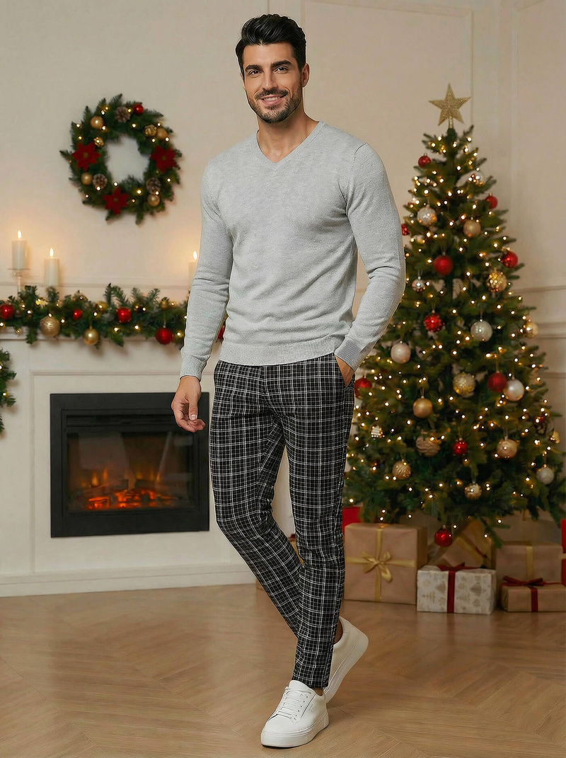 Pantalón chino de hombre negro OZONEE DJ/5515Z