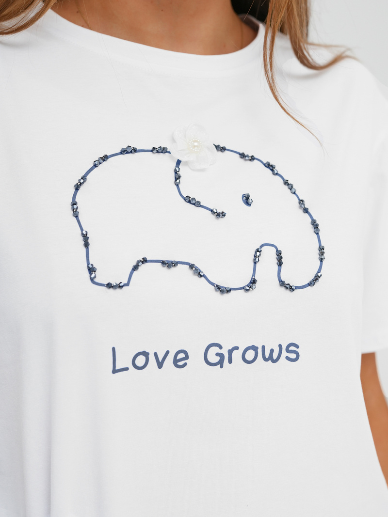 Camiseta de mujer blanco-azul OZONEE JS/RJ77247