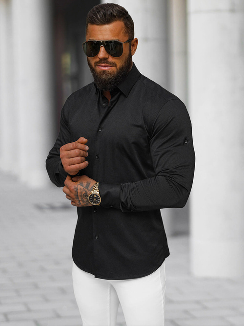 Camisa de hombre negra OZONEE O/V125