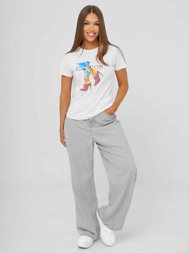 Camiseta de mujer blanco OZONEE JS/96T690/1