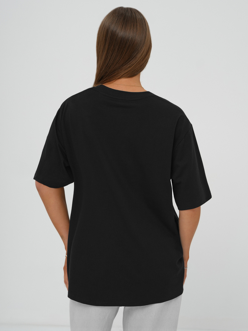 Camiseta de mujer negra OZONEE DJ77423