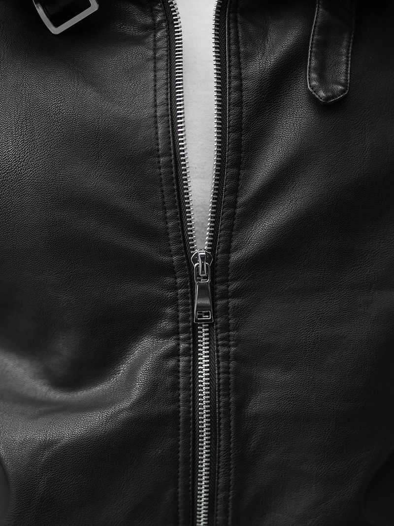 Chaqueta de cuero de hombre negra OZONEE JB/JP1178Z