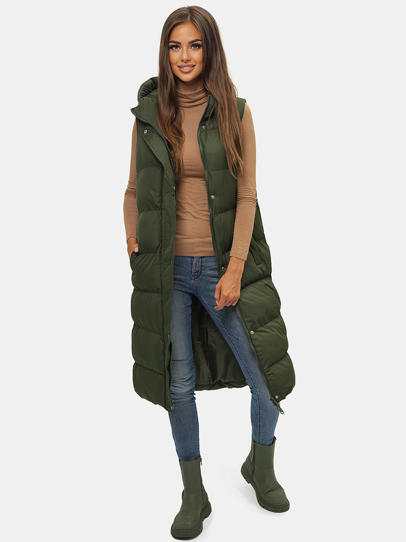 Chaleco de mujer verde-oscura OZONEE JS/M728/136