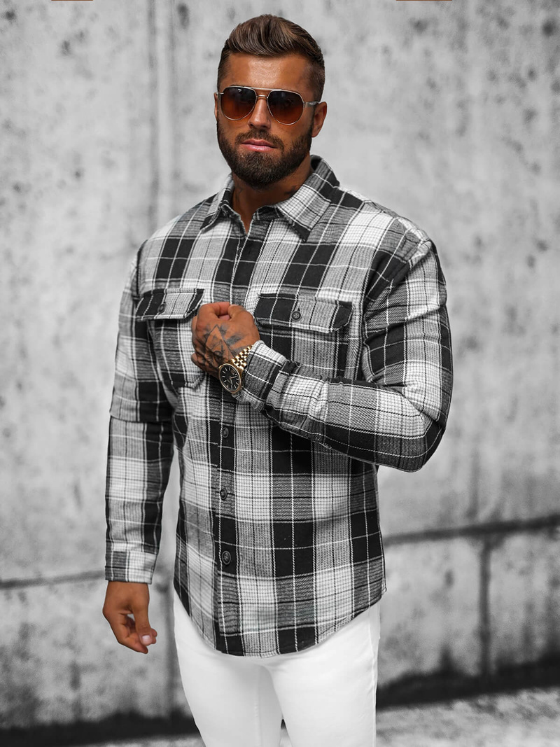 Camisa de hombre negro OZONEE NB/MC727N