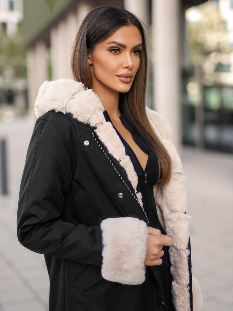 Chaqueta de mujer en negra OZONEE JS/M763/392Z