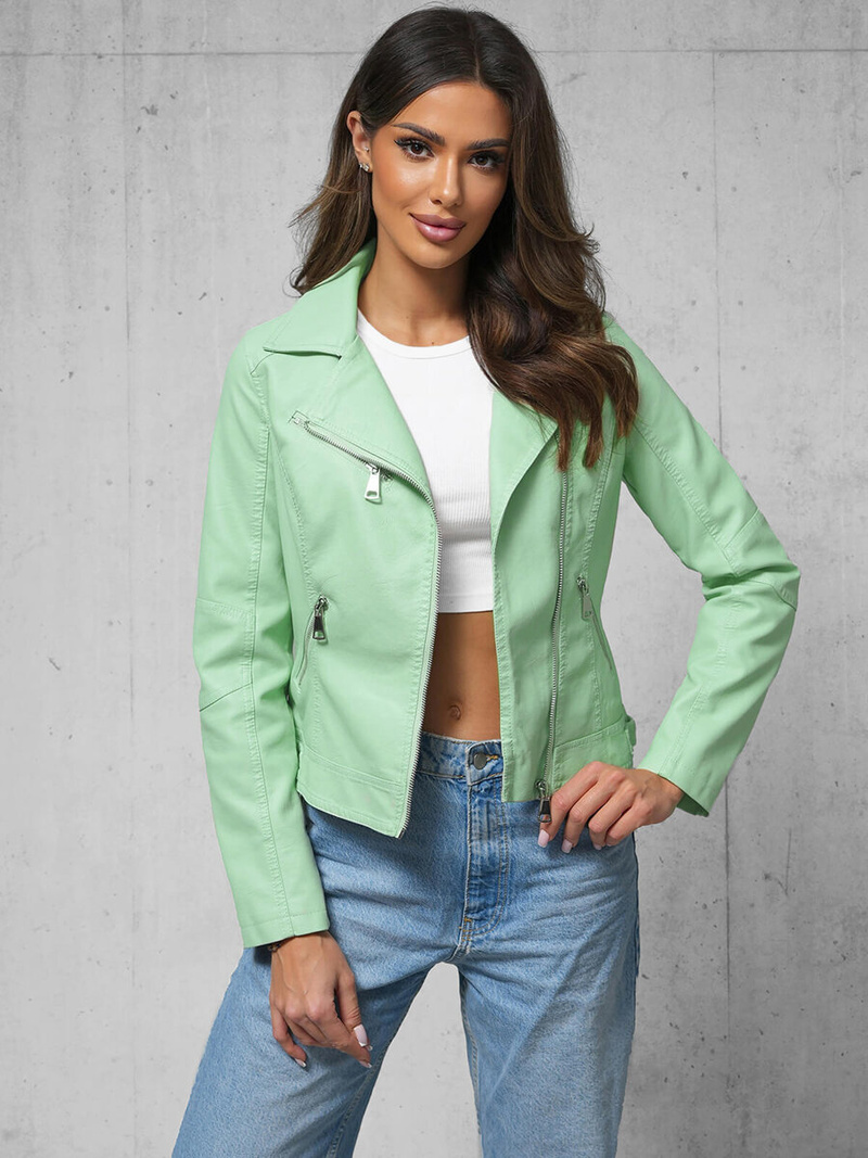 Chaqueta de cuero para mujer menta OZONEE O/G88