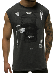 Camiseta sin mangas de hombre grafita-blanca OZONEE MACH/M1212