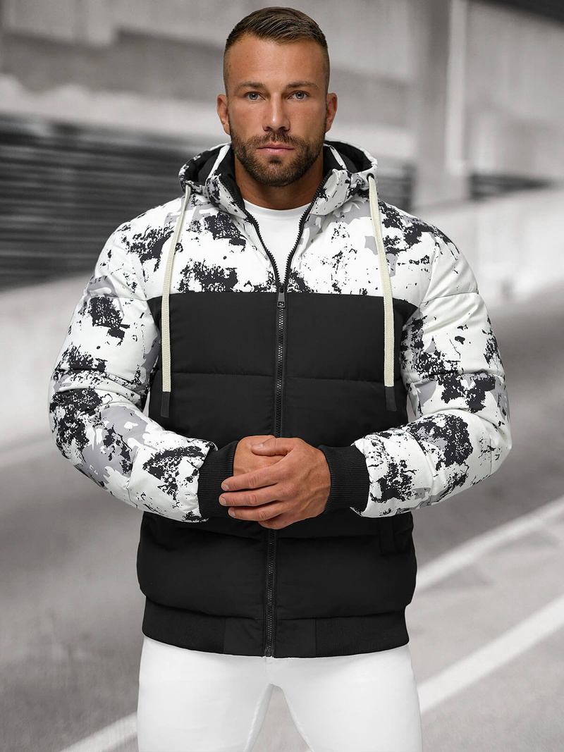 Chaqueta de invierno de hombre blanco-negro OZONEE JS/31M5030/392