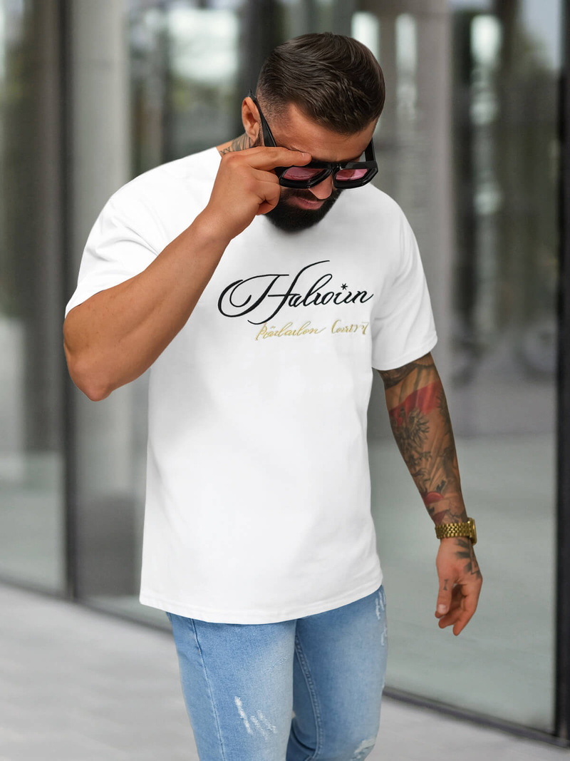 Camiseta de hombre blanco OZONEE O/YN2/632