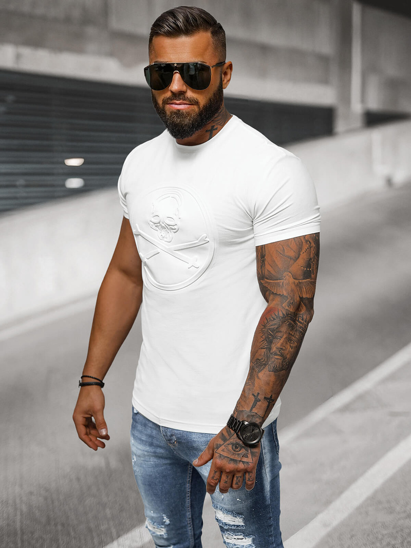 Camiseta de hombre blanco OZONEE NB/MT3103