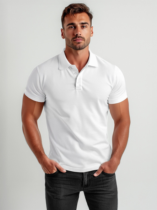 Polo de hombre blanca OZONEE JS/8T80/1Z