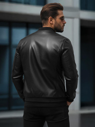 Chaqueta de cuero de hombre negra OZONEE JS/11Z8015Z