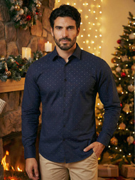 Camisa de hombre azul marino OZONEE V/V181Z