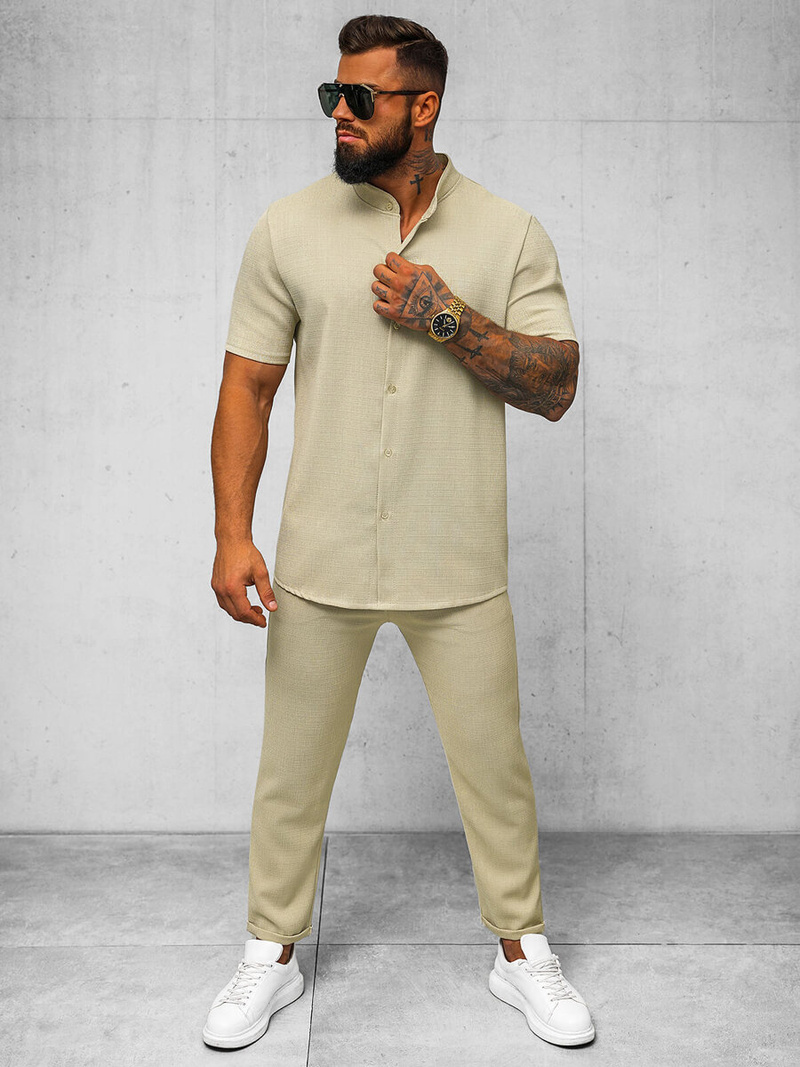 Pantalón chino de hombre beige OZONEE O/K971SP