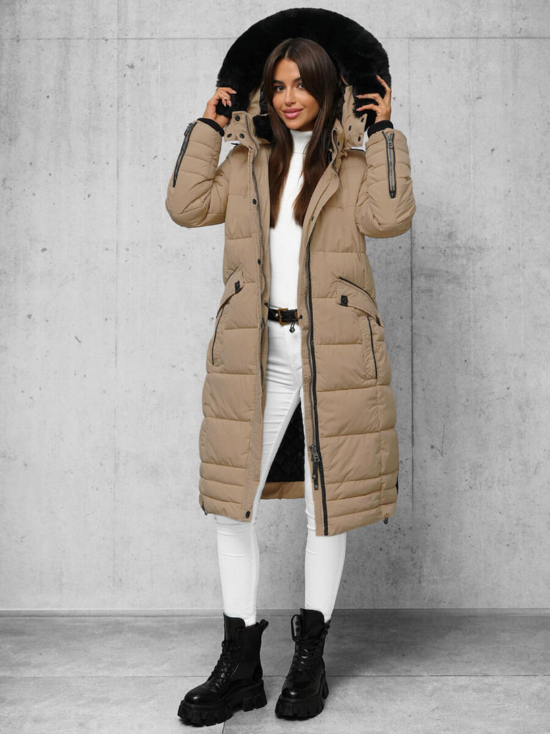 Chaqueta de mujer beige oscuro OZONEE O/W377