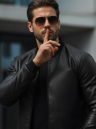 Chaqueta de cuero de hombre negra OZONEE JS/11Z8015Z