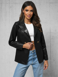 Chaqueta de cuero para mujer negra OZONEE JS/11Z8121