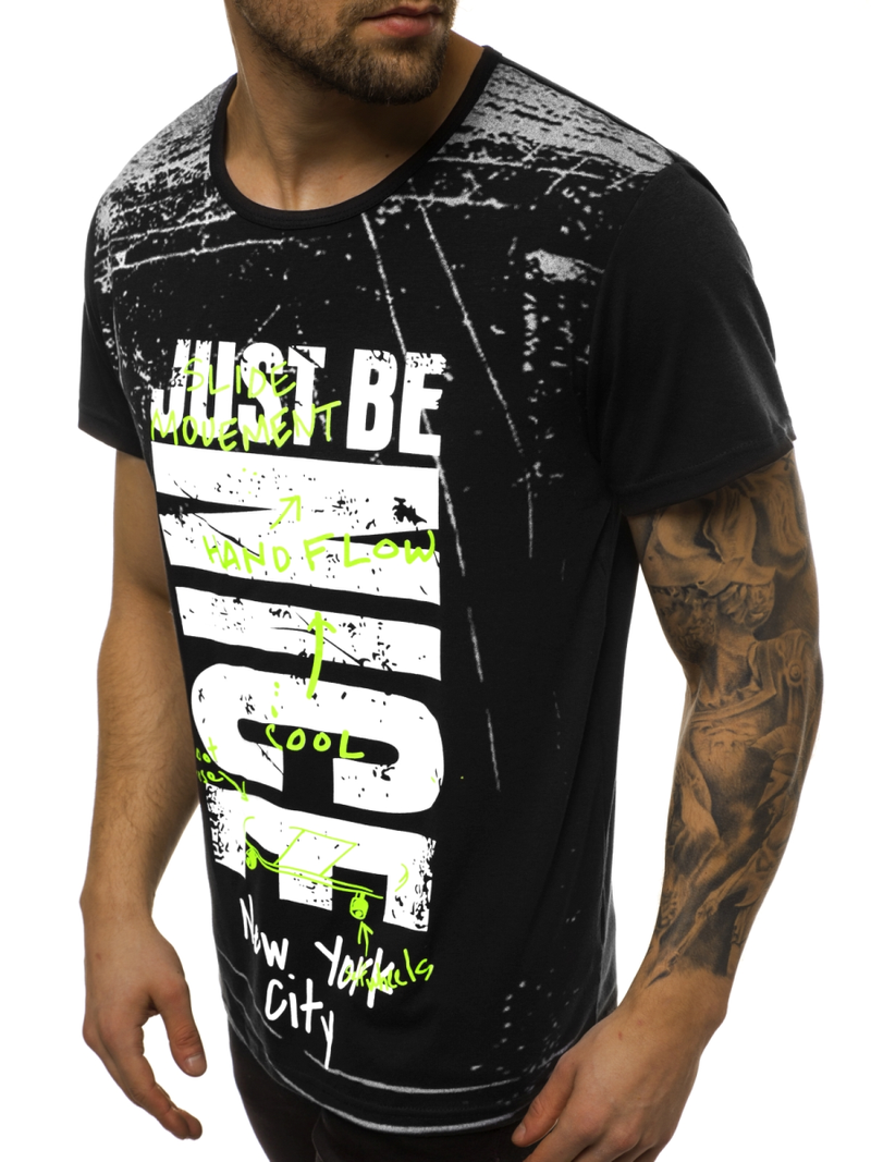 Camiseta de hombre negra OZONEE JS/KS1983