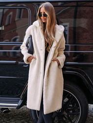 Chaqueta de invierno de piel para mujer beige OZONEE JS/11Z8250