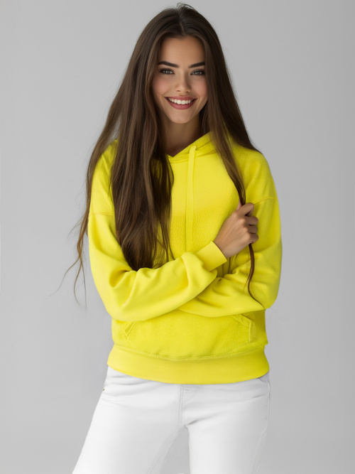 Sudadera de mujer neón amarilla OZONEE JS/W02Z