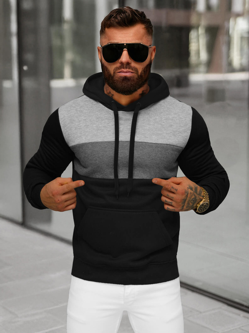 Sudadera de hombre negra OZONEE JS/8B1312/3