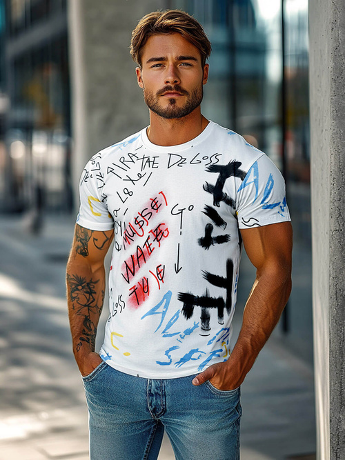 Camiseta de hombre blanco OZONEE JS/8T1211/1Z