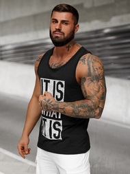 Camiseta sin mangas de hombre negra OZONEE JS/8B1710/3Z