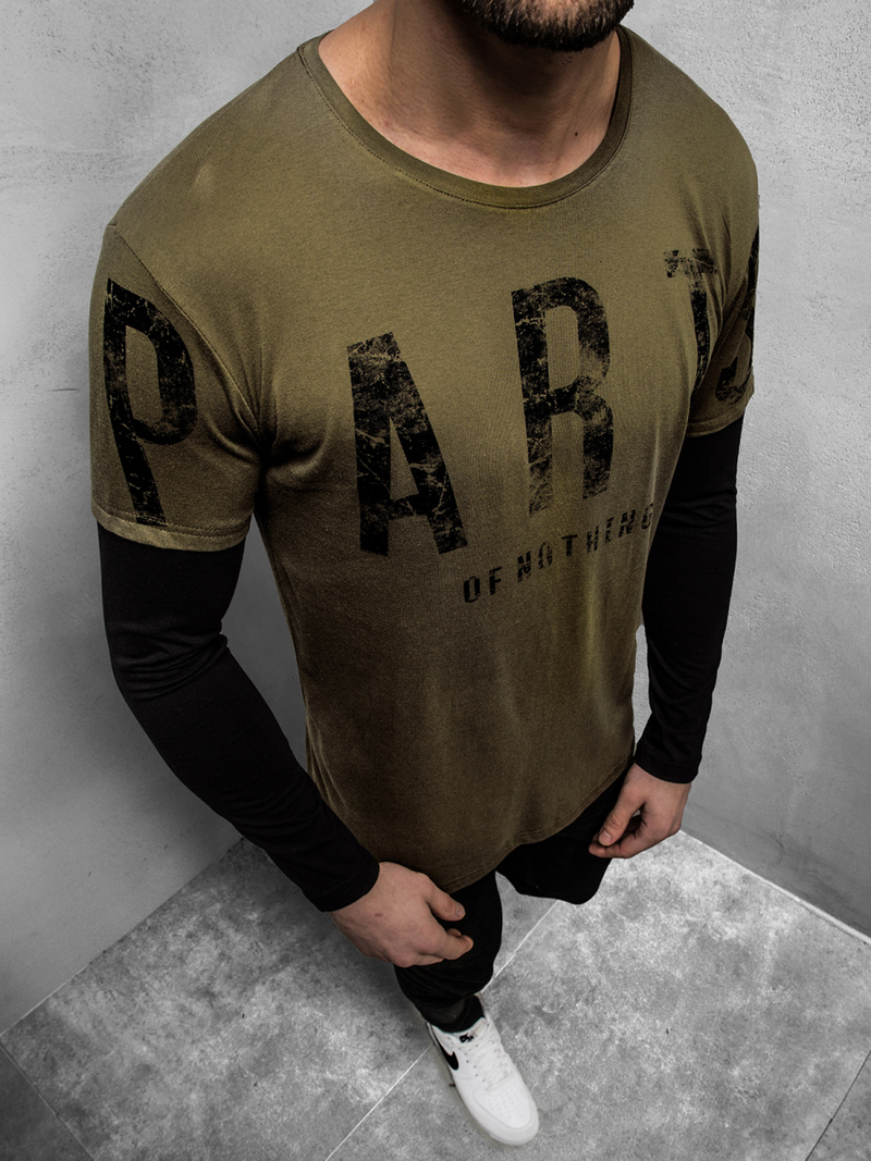 Camiseta de manga larga de hombre verde OZONEE O/1292Z