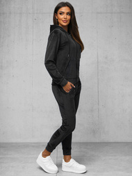 Chándal velour de mujer de negro OZONEE JS/8C1176/3Z